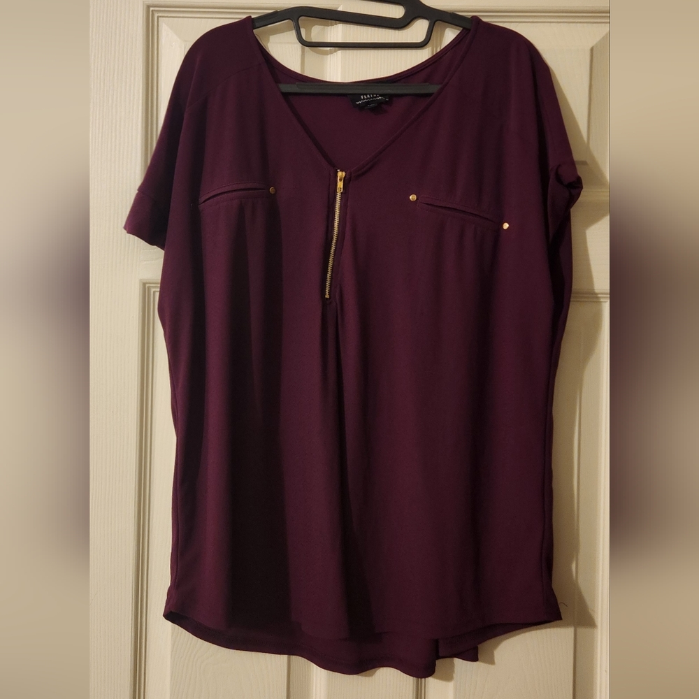 Quarter zip blouse